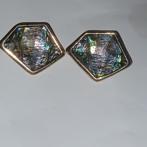 Robert Lee Morris Soho Abalone Stone clip on earrings - Picture 2 of 4